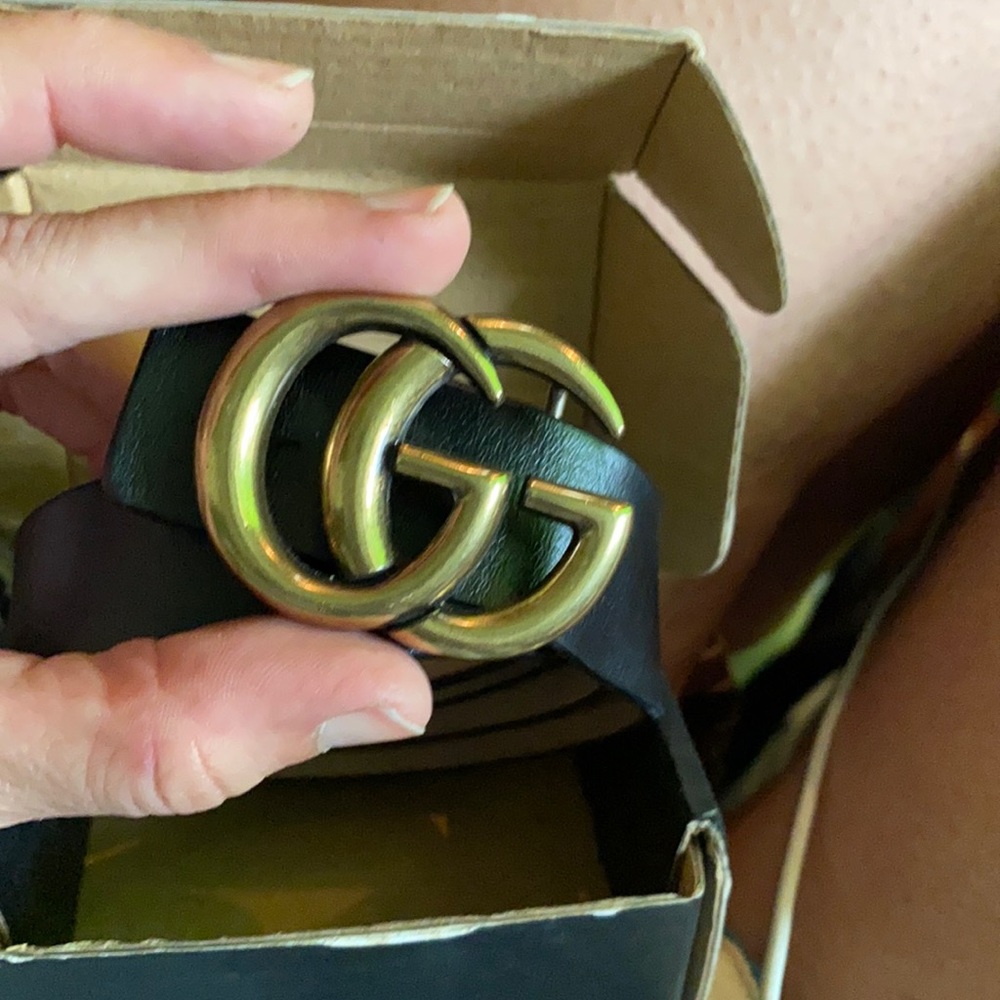 Genuine Leather GG buckle belt